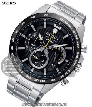 seiko heren horloge chrono ssb303p1 staal zwart
