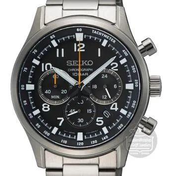 Seiko SSB447P1 Horloge Chronograaf met Zwarte Wijzerplaat