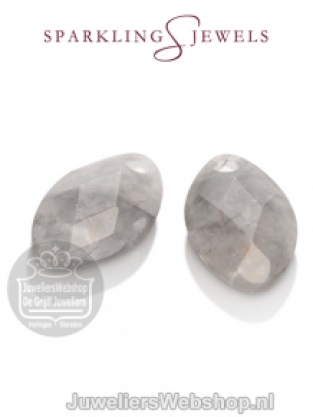 sparkling jewels earring editions facet Black Rutilated quartz ear leaf eardrops eagem34-fclf-s