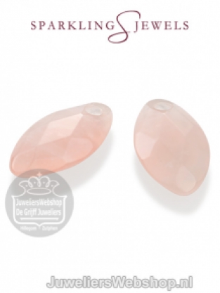 sparkling jewels earring editions facet rose quartz ear leaf eardrops eagem13-fclf-s