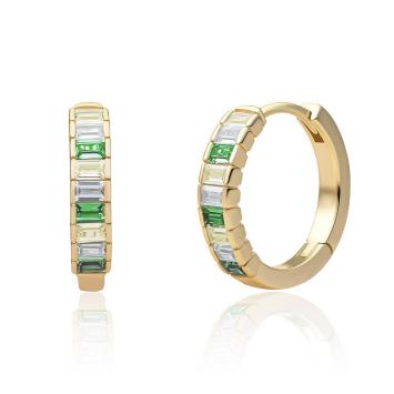 sparkling jewels Gold Huggies Green CZ creolen EAG23-CZ03