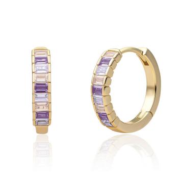 sparkling jewels Gold Huggies Purple CZ creolen EAG23-CZ04