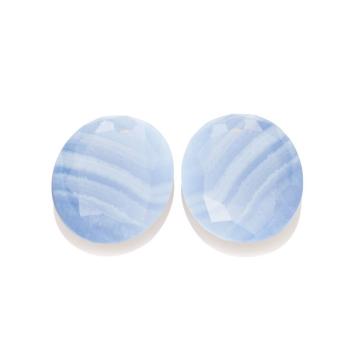 sparkling jewels Blue Lace Agate Round Oval eardrops eagem47-ro