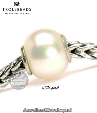 Trollbeads TAGBE-00085 witte parel bedel