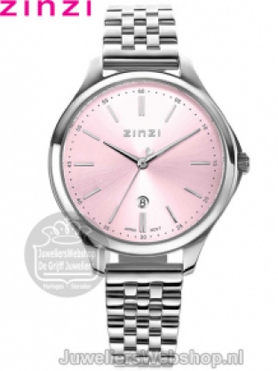 Zinzi Classy Horloge Zilver ZIW1041 Roze