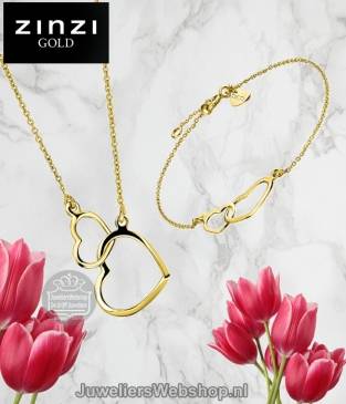 zgc114 zinzi gold ketting 14karaat goud met hartjes