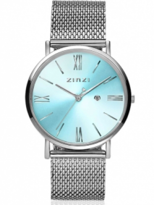zinzi roman ziw545m horloge zilver met ijsblauwe wijzerplaat