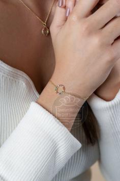 Zinzi ZIA2170 vergulden armband met cirkel regenboog