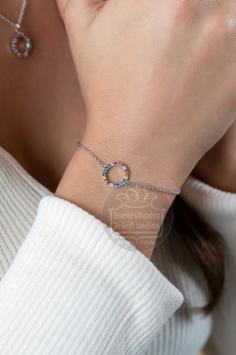 Zinzi ZIA2170Z Zilver armband met cirkel regenboog