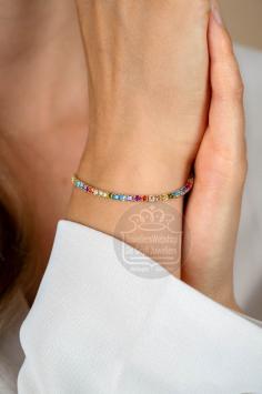 Zinzi ZIA2666 vergulden tennisarmband regenboog