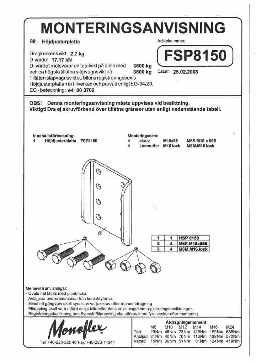 Trekhaak Adapter achterplaat WESTFALIA geschikt voor 2-Gats Flenskogel met RDW keuring