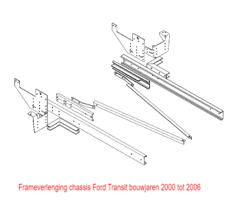 Frame verlenging chassis trekhaak Ford transit met voorwiel aandrijving 2000 tot 2006