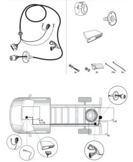 Trekhaak Camper Bürstner lyseo harmony Fiat Ducato X250 verlengstukken variabele trekhaak en kabelset