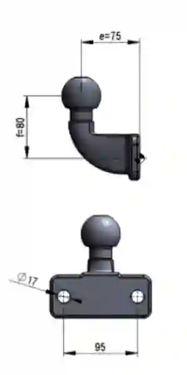 Trekhaak Adapter achterplaat geschikt voor 2-Gats Flenskogel met RDW keuring