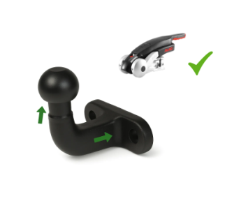 Trekhaak kogel Flenskogel voor fietsendrager 2 gaats verhoogd en verlengd verhoger