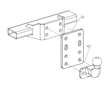 Trekhaak Afstelplaat voor flenskogel hoogte verstelbaar voor 2 gats flenskogel