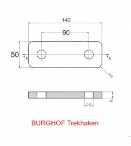 Trekhaak flenskogel 2 gats verlengstuk univeel 75mm