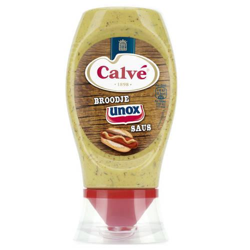 Calvé broodje Unox worst saus