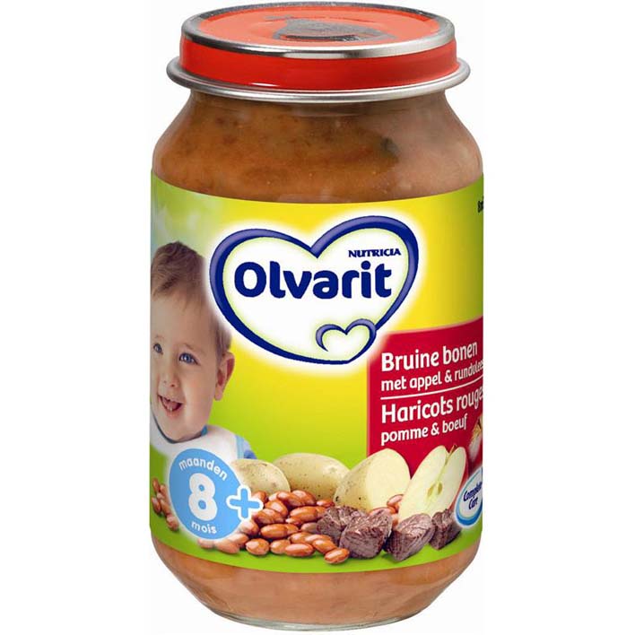 Olvarit Brown beans/apple/beef 8 months (200 gr.)