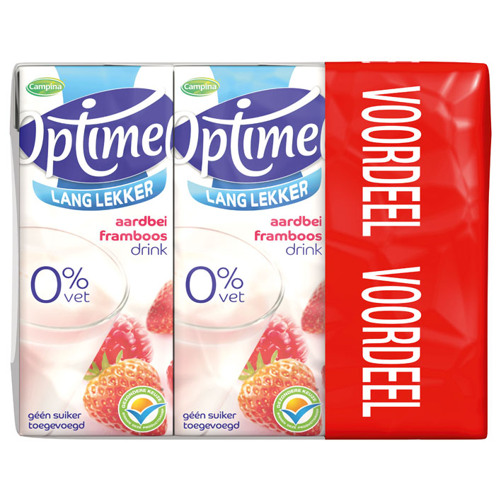 Optimel long-life drink strawberry/raspberry (6 x 200ml.)