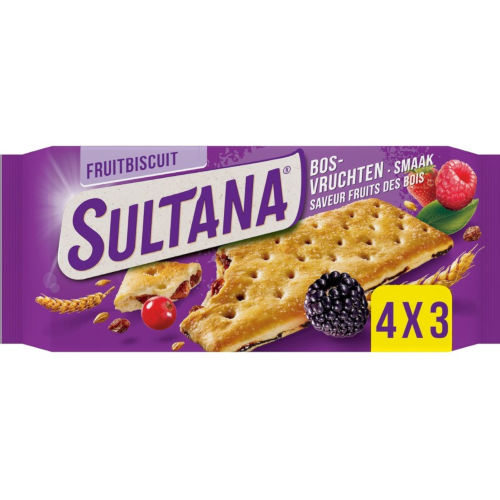 Sultana fruitbiscuit Bosvruchten 4 x 3 stuks