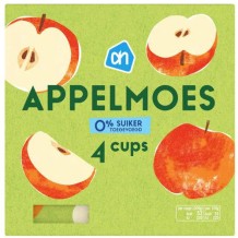 AH Appelmoes Cups 0% Suiker Toegevoegd (4 x 100 gr.)