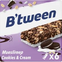 B'tween Mueslireep Cookies en Cream (6 x 23 gr.)