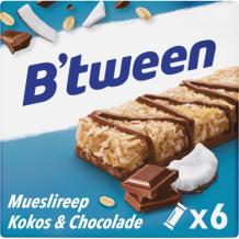 B'tween Mueslireep Kokos Melkchocolade (6 x 25 gr.)