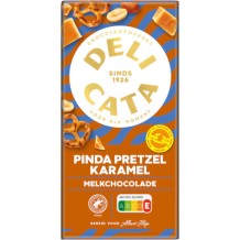 Delicata Melkchocolade Reep Pinda, Pretzel & Karamel (150 gr.)