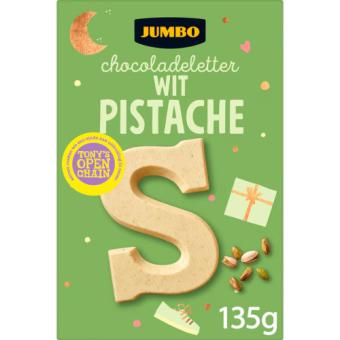 Jumbo Chocoladeletter "S" Wit Pistache (135 gr.)