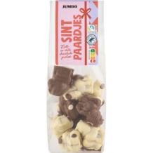 Jumbo Chocolade Sint Figuurtjes Melk en Wit met Hazelnoot Praline Vulling (125 gr.)