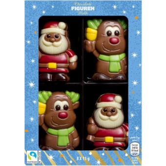 Chocolade kerstman en rudolph figuurtjes