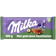 Milka alpenmelk chocoladereep hazelnoot