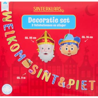 Sinterklaas & Piet Welkom Slinger met 2 Ballon Figuren