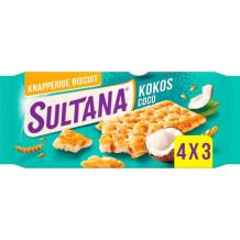 Sultana Knapperrs Knapperige biscuit Kokos (4 x 3 stuks)