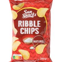 Sun Snacks Ribbel Chips Naturel (250 gr.)