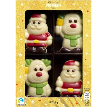 Witte chocolade kerstman en rudolph figuurtjes