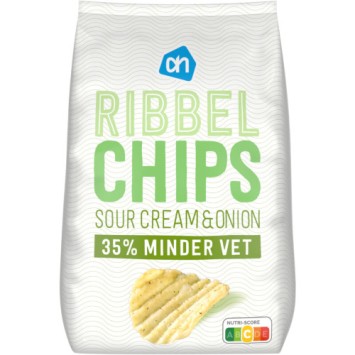 AH Ribbel Chips Sour Cream & Onion 35% Minder Vet