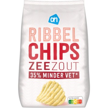 AH Ribbel Chips Zeezout 35% Minder Vet