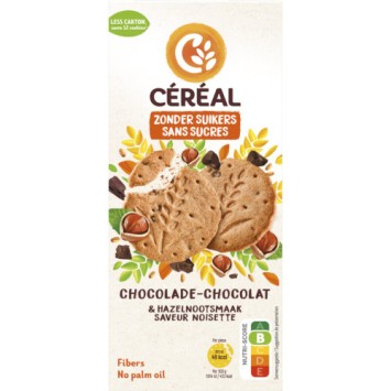 Céréal Chocolade Hazelnoot Koekjes Zonder Suiker (132 gr.)