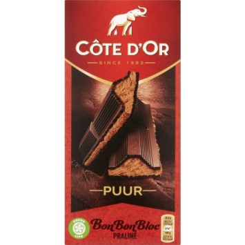 Côte d'Or BonBonBloc Praliné Puur Chocolade (200 gr.)