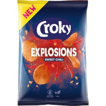 Croky Explosions Sweet Chili Ribbel Chips (150 gr.)