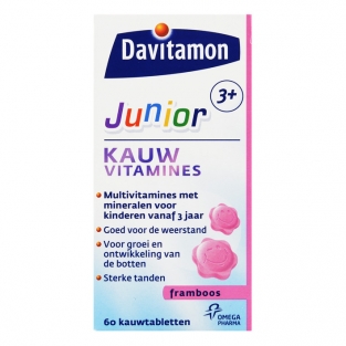 Davitamon Junior 3+ kauwvitamines framboos (60stuks)