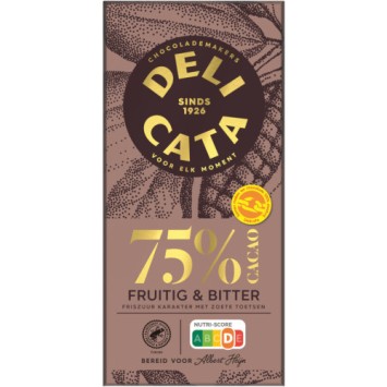 Delicata Pure Chocolade Reep 75% Cacao (100 gr.)