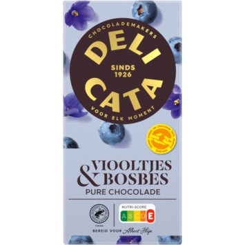 Delicata Pure Chocolade Reep Viooltjes & Bosbes (90 gr.)