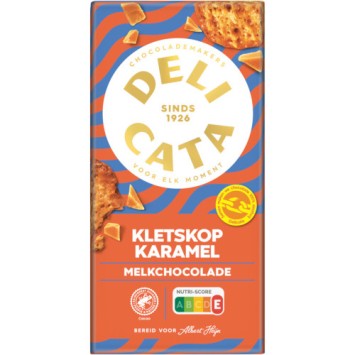 Delicata Melkchocolade Reep Kletskop & Karamel (150 gr.) 