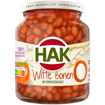 Hak Witte Bonen in Tomatensaus 0% Toegevoegde Suiker & Zout (360 gr.)