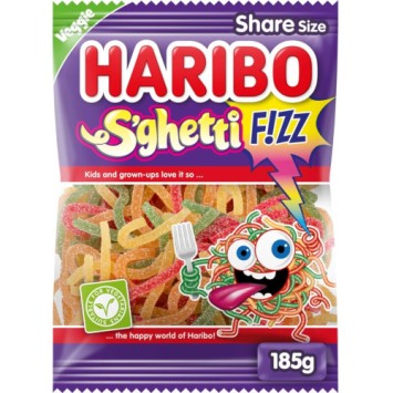 Haribo S'ghetti Fizz Zure Fruitige Slierten (185 gr.)