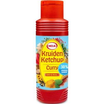 Hela Curry Kruiden Ketchup 30% Minder Suiker 300 ml.