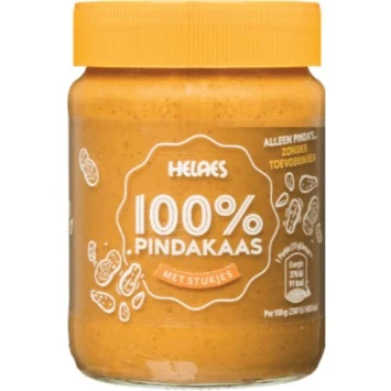 Helaes 100%Pindakaas met stukjes pinda 350 gr.